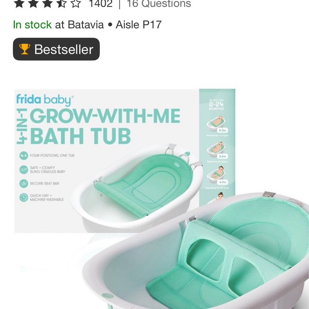 4-in-1 Grow-With-Me Bath Tub - White and Green